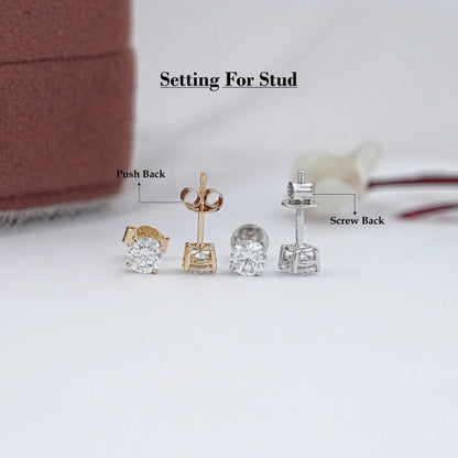 Round Cut Lab Grown Diamond Stud Earrings Earrings