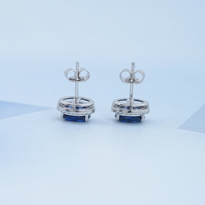 Oval Cut Sapphire Gemstone Stud Earring
