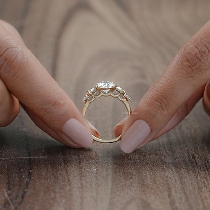 Pear And Round Diamond Five Stone Engagement Ring Rings