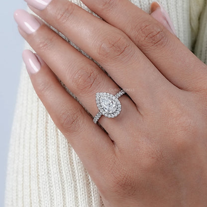 Pear Lab Diamond Halo Eternity Wedding Ring Ring