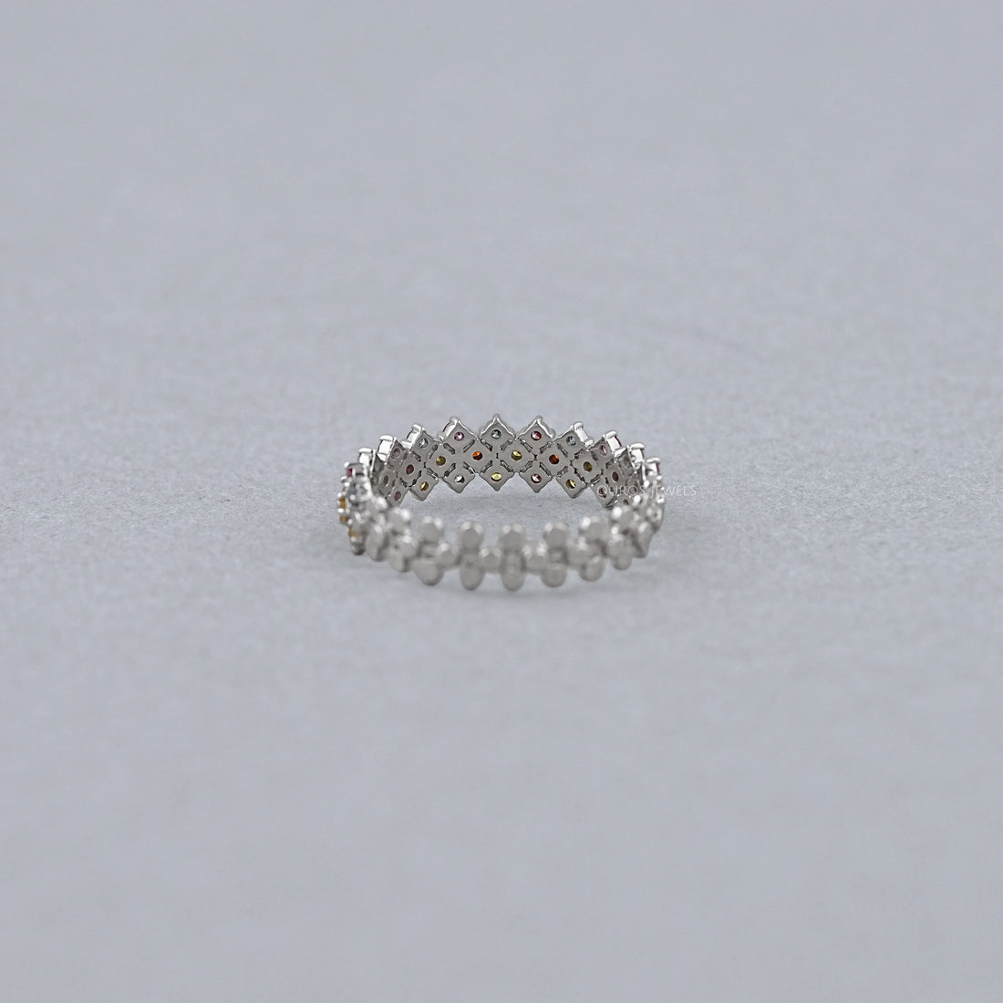 Fancy Color Round Cut Half Wedding Band