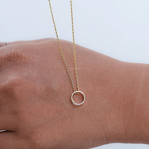 Open Circle Round Lab Diamond Pendant Necklaces