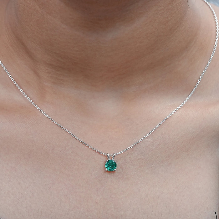 Round Cut Solitaire Gemstone Pendant