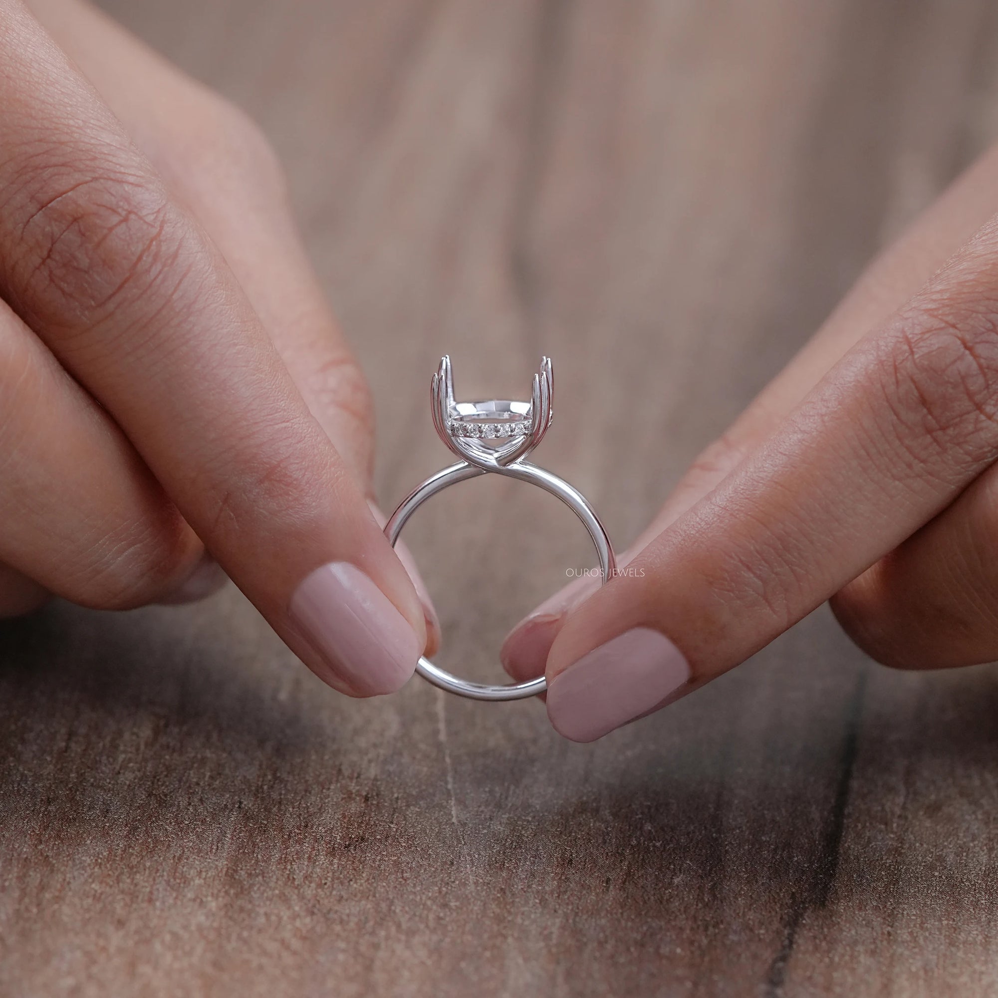 Round Shape Hidden Halo Semi Mount Engagement Ring Rings