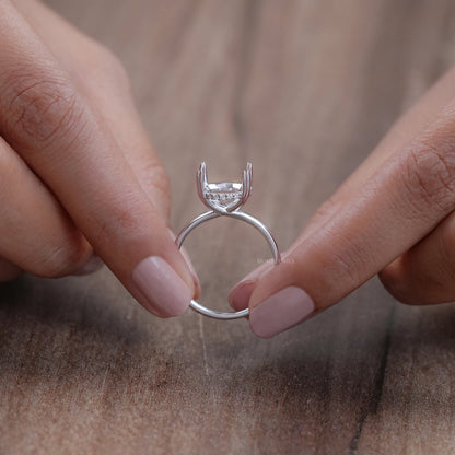 Round Shape Hidden Halo Semi Mount Engagement Ring Rings