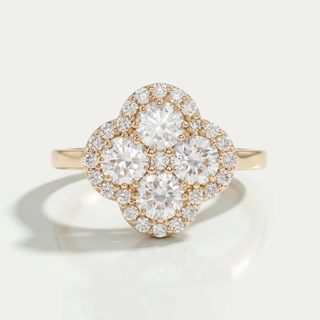 Halo Flower Shape Round Lab Diamond Anniversary Ring Ring