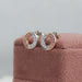 [Pink Round Diamond Two Tone Earrings]-[Ouros Jewels]