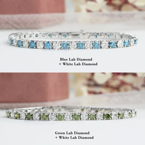 [Round Colored Lab Diamond Bracelet]-[Ouros Jewels]