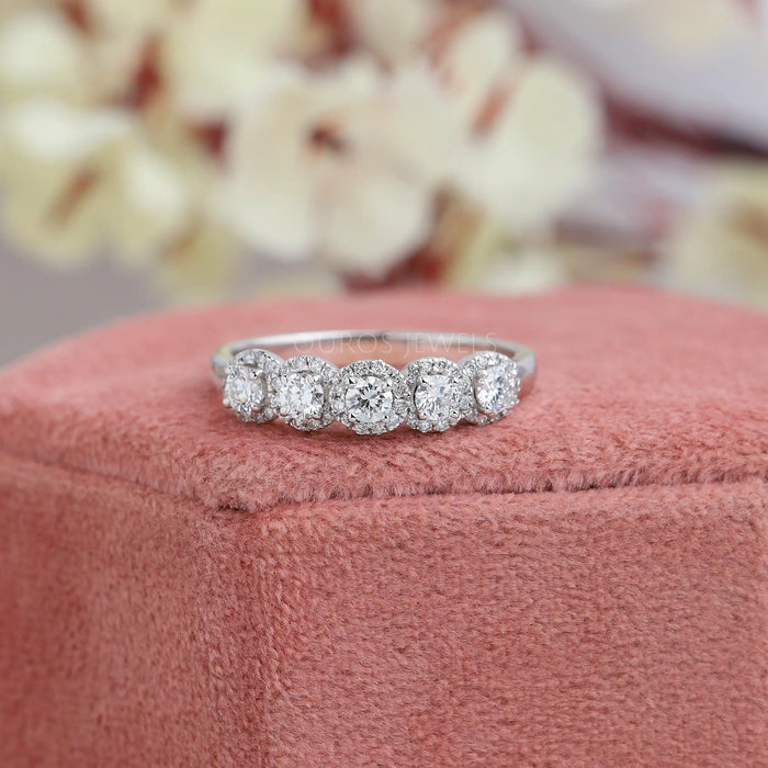 5 stone hot sale halo diamond ring