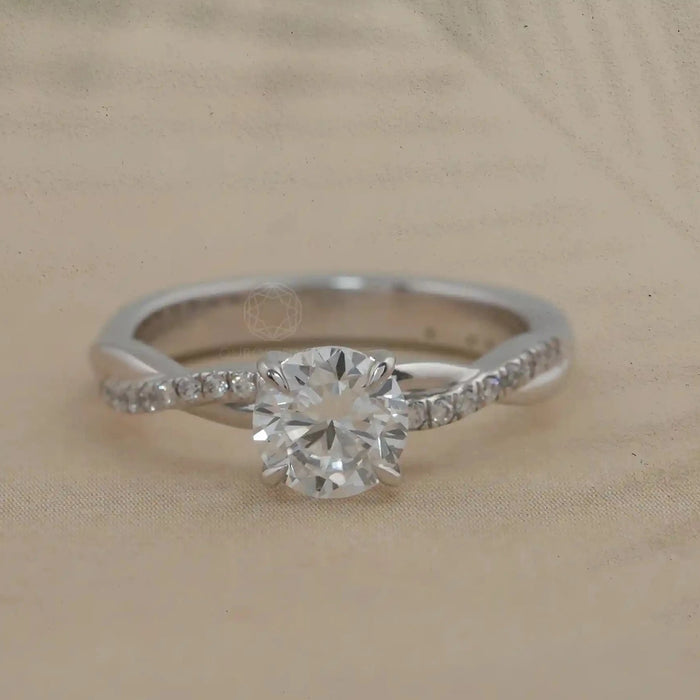 Round Cut Lab Grown Diamond Solitaire Accent Ring