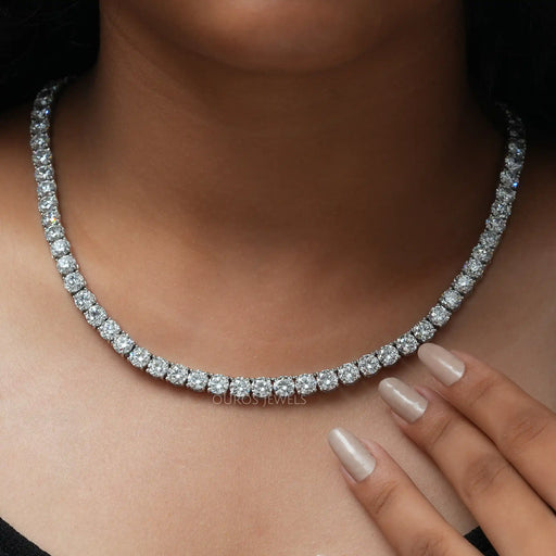 [On Neck Round Cut Diamond Necklace]-[Ouros Jewels]