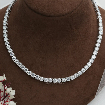 Round Cut Lab Diamond Tennis Necklace Set Necklaces