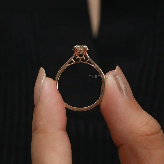 [14k Rose Gold Lab Grown Diamond Ring]-[Ouros Jewels]