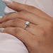 [ a women wearing solitaire diamond engagement ring in VS Clarity]-[Ouros Jewels]
