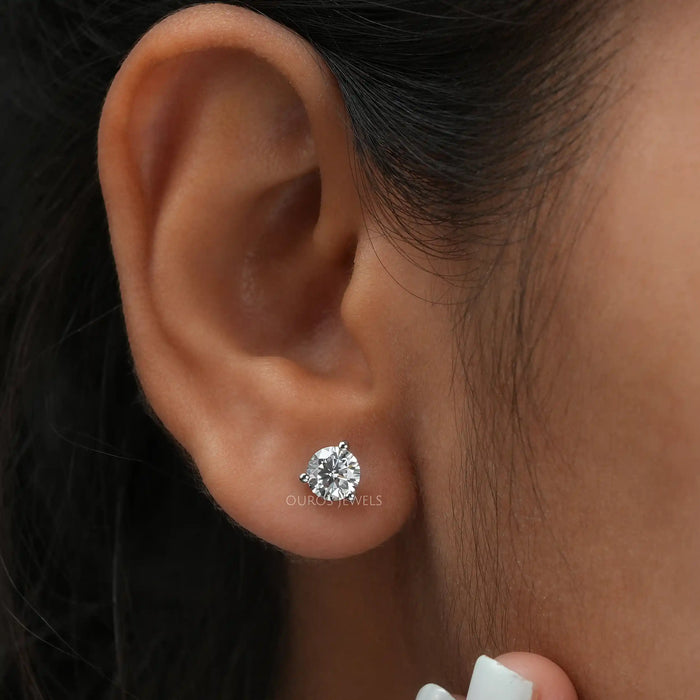 [Round Cut Diamond Stud Earring]-[Ouros Jewels]