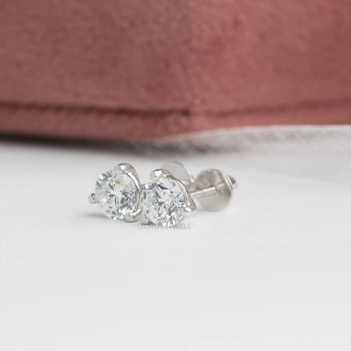 [Side View Of Lab Diamond Stud Earrings]-[Ouros Jewels