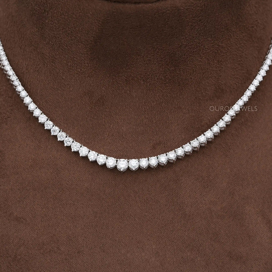 Graduated Round Shape Lab Diamond Tennis Necklace