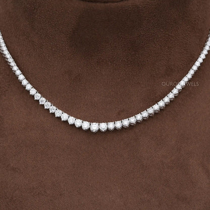 Graduated Round Shape Lab Diamond Tennis Necklace
