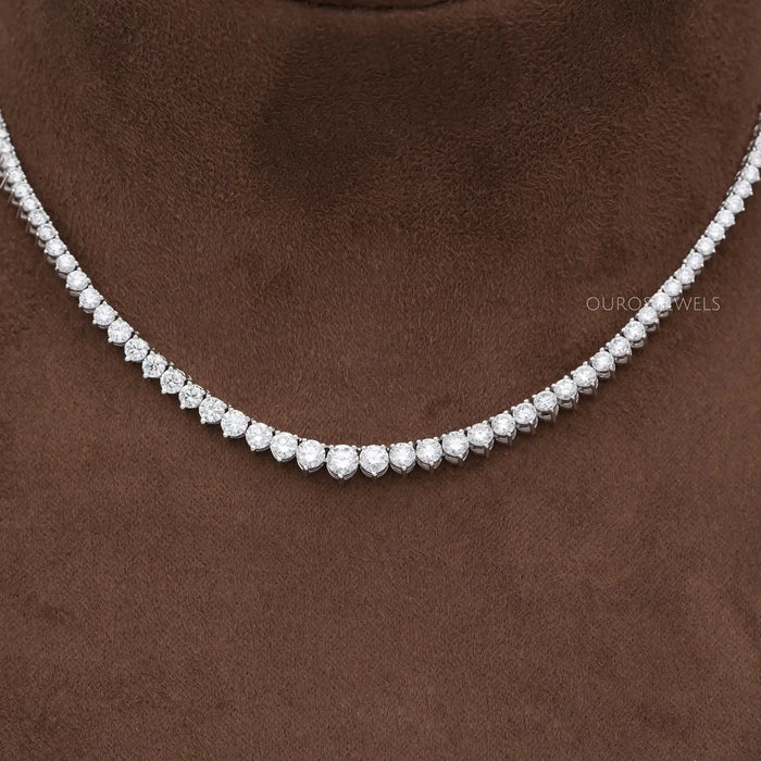 Graduated Round Shape Lab Diamond Tennis Necklace