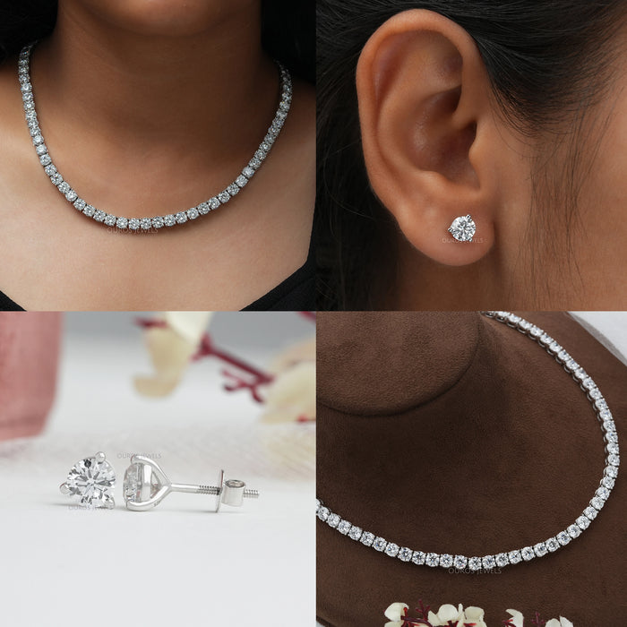Buy V Shape Tennis Necklace Bridal Necklace Set Crystal Wedding Jewelry  Diamond Necklace Silver Wedding Necklace Diamond Wedding Jewelry Online in  India - Etsy