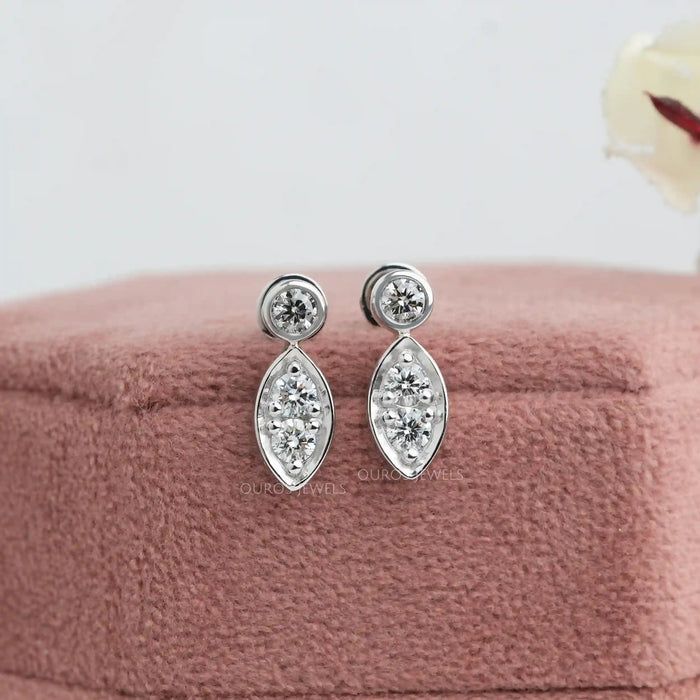 [Olive Colored Diamond Bezel Set Earrings]-[Ouros Jewels]