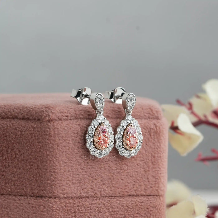 [Round Halo Diamond Earrings]-[Ouros Jewels]