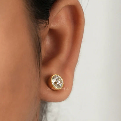 Old European Round Cut Milgrain Stud Earrings Earring