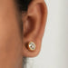 [A Women wearing Round Lab Diamond Earrings]-[Ouros Jewels]