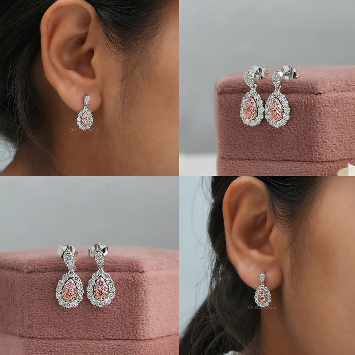 [Collage of Round Pink Diamond Earrings]-[Ouros Jewels]