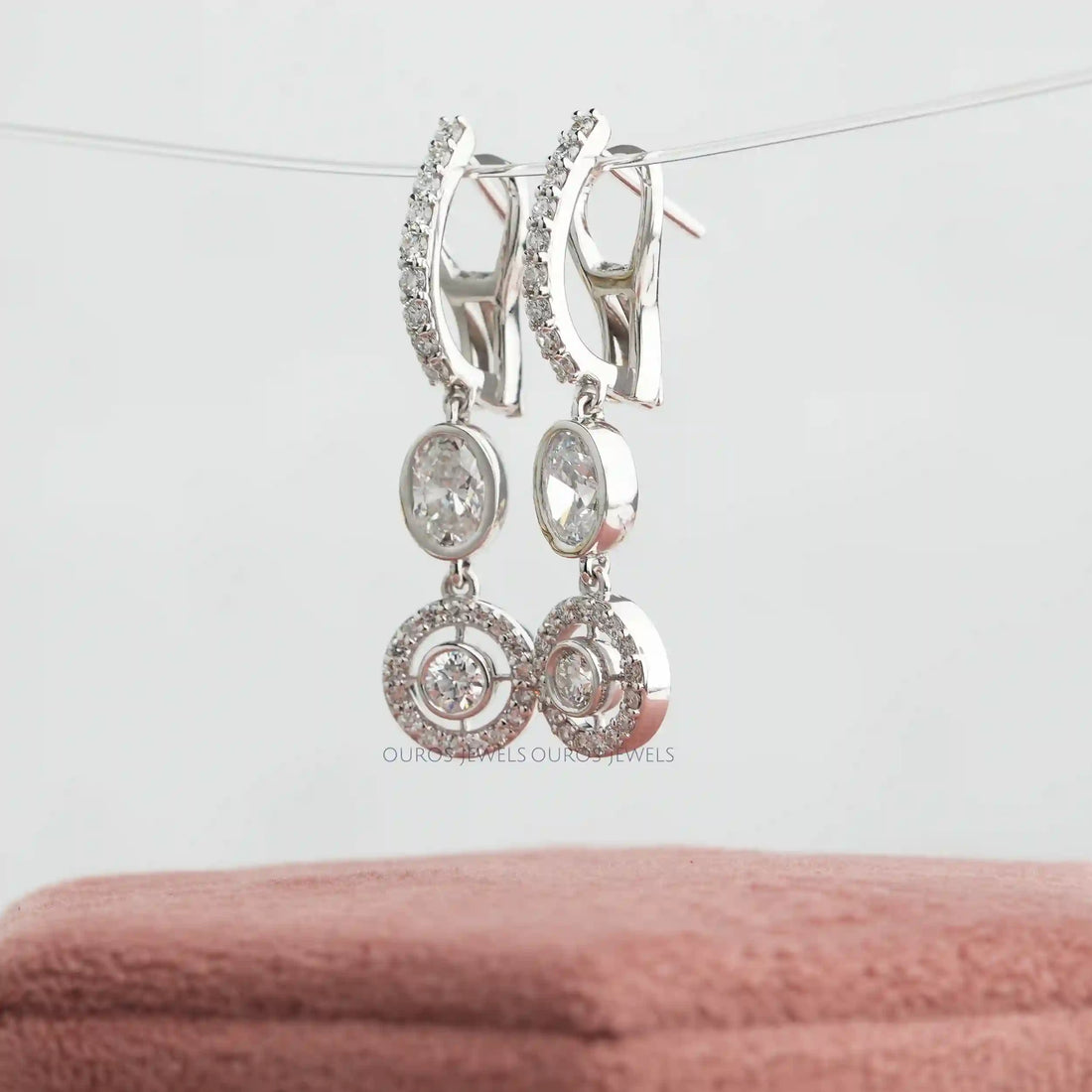 Round Cut Lab Grown Diamond Lever Back Earrings