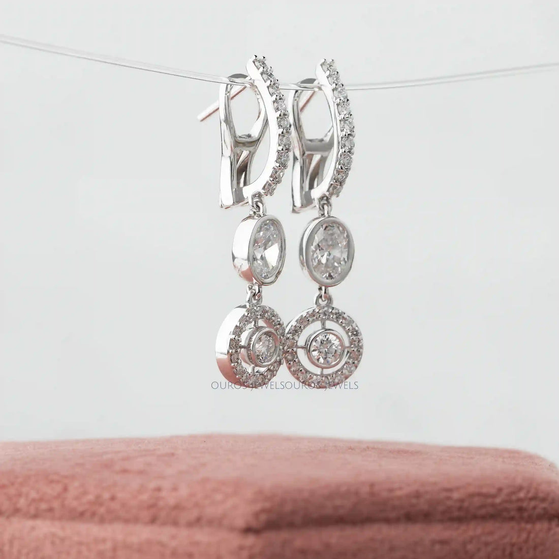 Round Cut Lab Grown Diamond Lever Back Earrings