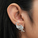 [A Women wearing Round Cut Cluster Diamond Earrings]-[Ouros Jewels]