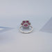 Red Ruby Cushion Shape Floral Halo Engagement Ring Ring
