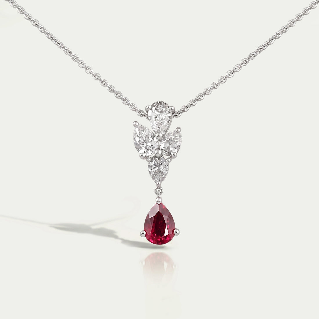 Pear Cut Ruby Drop Necklace Necklaces