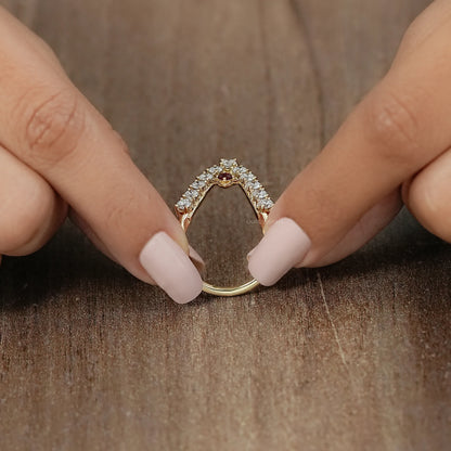 Red Ruby Round Diamond Vanki Ring