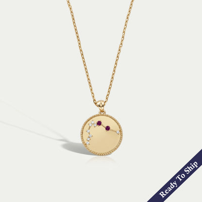 Aquarius Zodiac Ruby Gemstone Pendant