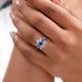 Sapphire Round And Tapered Baguette Diamond Cluster Ring
