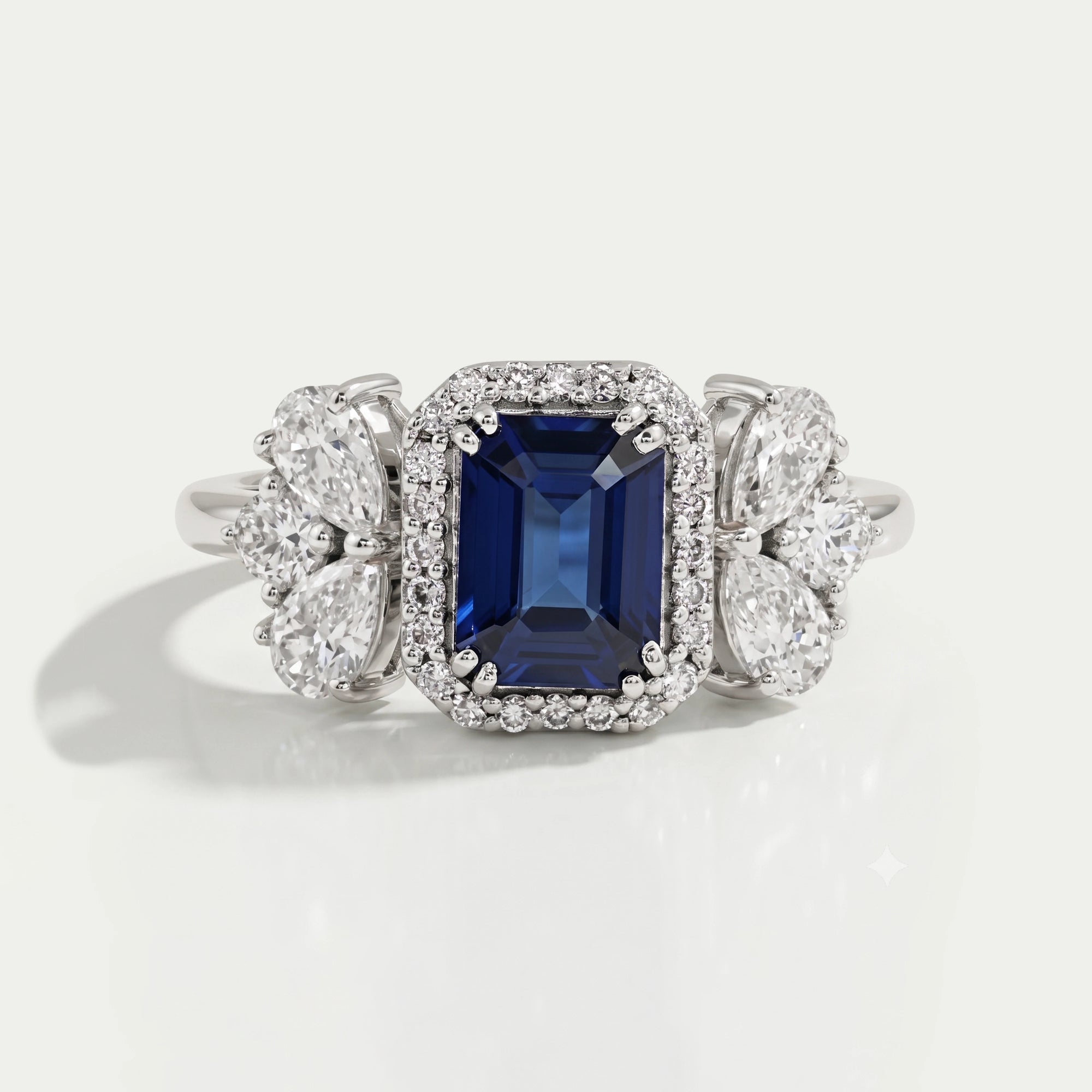 Blue Sapphire Halo Engagement Ring