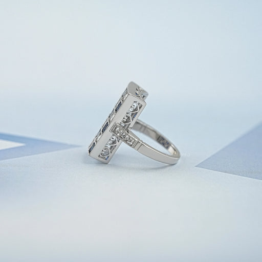 Sapphire And French Cut Lab Diamond Vintage Ring Ring