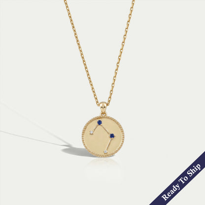 Libra Zodiac Sign Sapphire Gemstone Pendant
