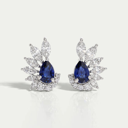 Pear Cut Sapphire Gemstone Stud Earrings Earrings