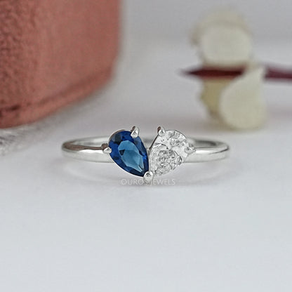 Sapphire Pear Gemstone Toi Moi Engagement Ring Ring
