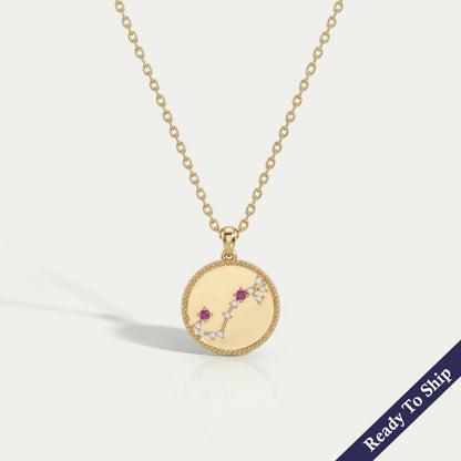 Scorpio Zodiac Sign Purplish Pink Gemstone Pendant Necklaces