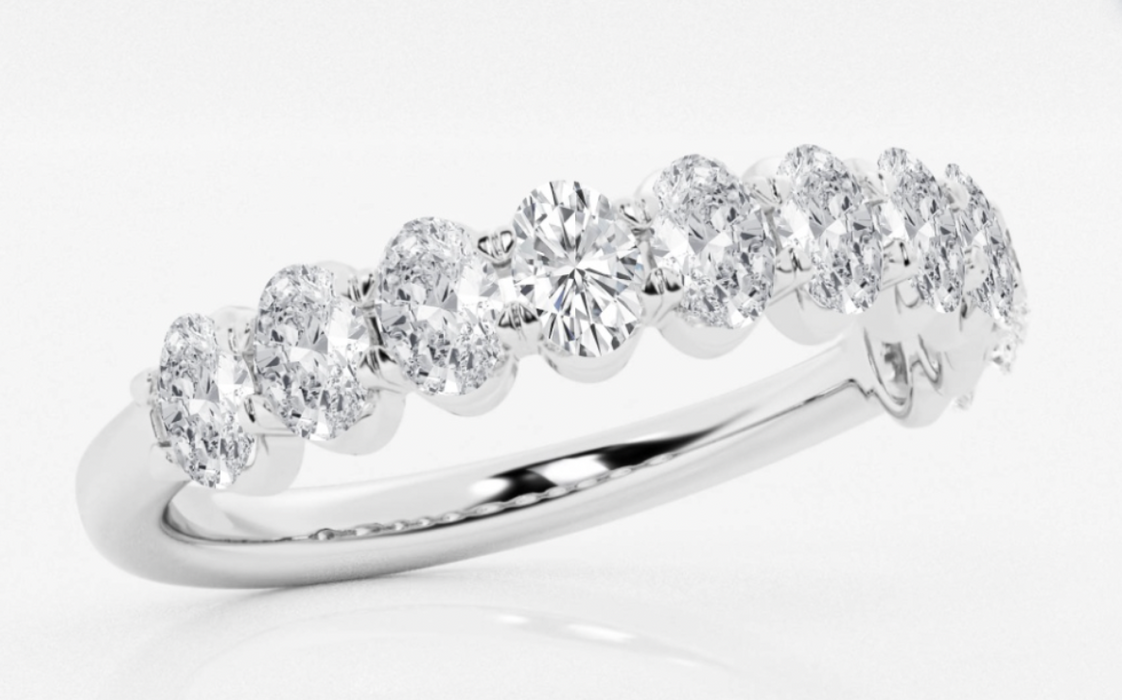 Custom Order For Oval Cut Lab Grown Diamond Seven Stone Wedding Ring
