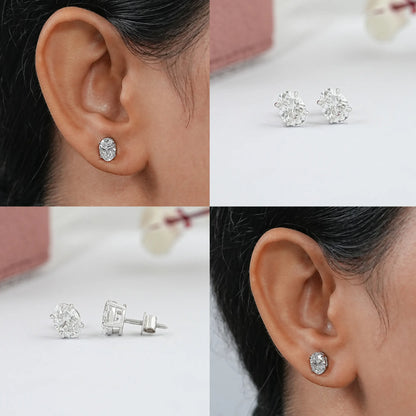 Oval Cut Lab Grown Diamond Stud Earrings Earring