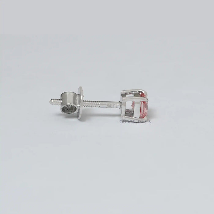 Pink Cushion Cut Single Stud Earring Earring