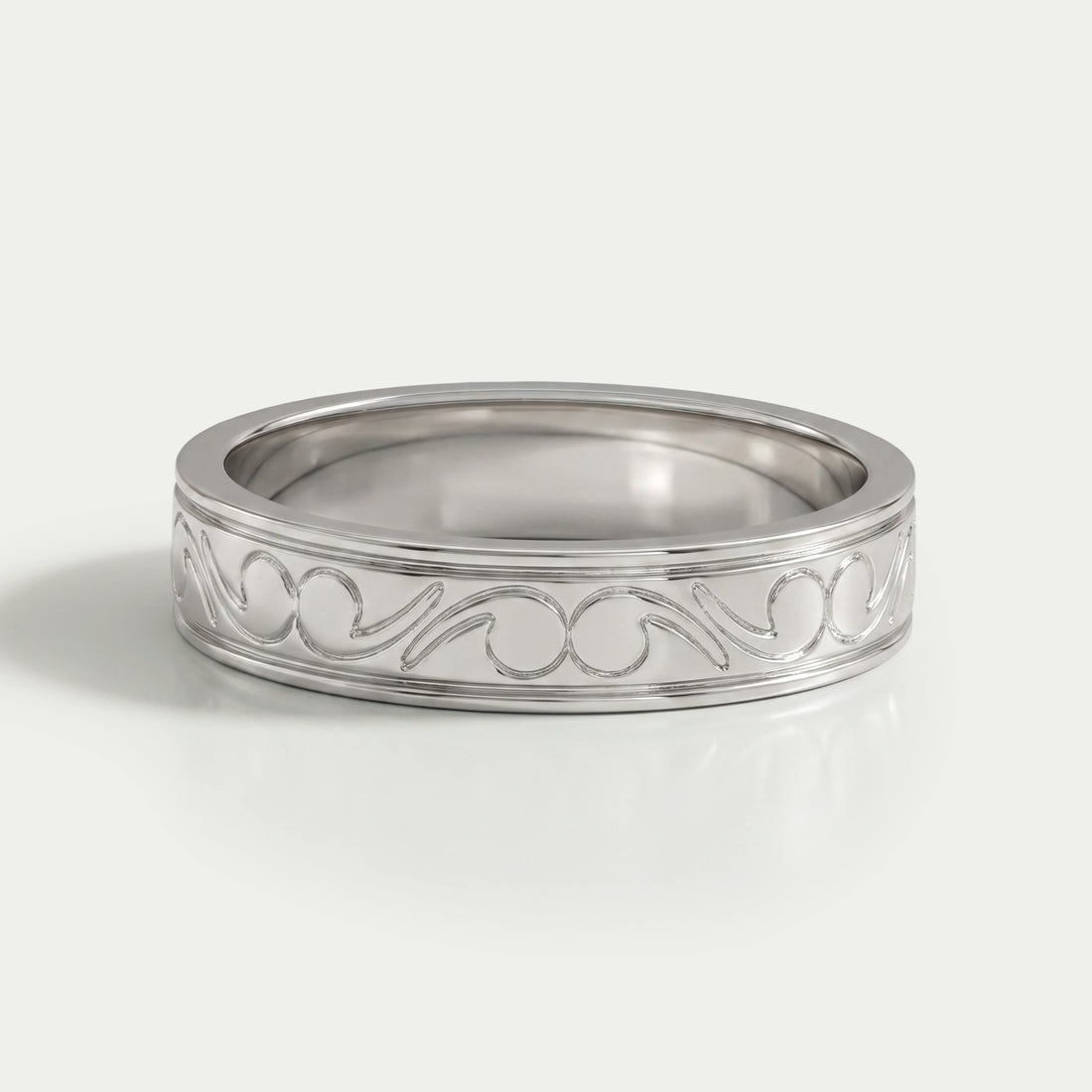 Scroll Engraved Wedding Men's Bands Rings