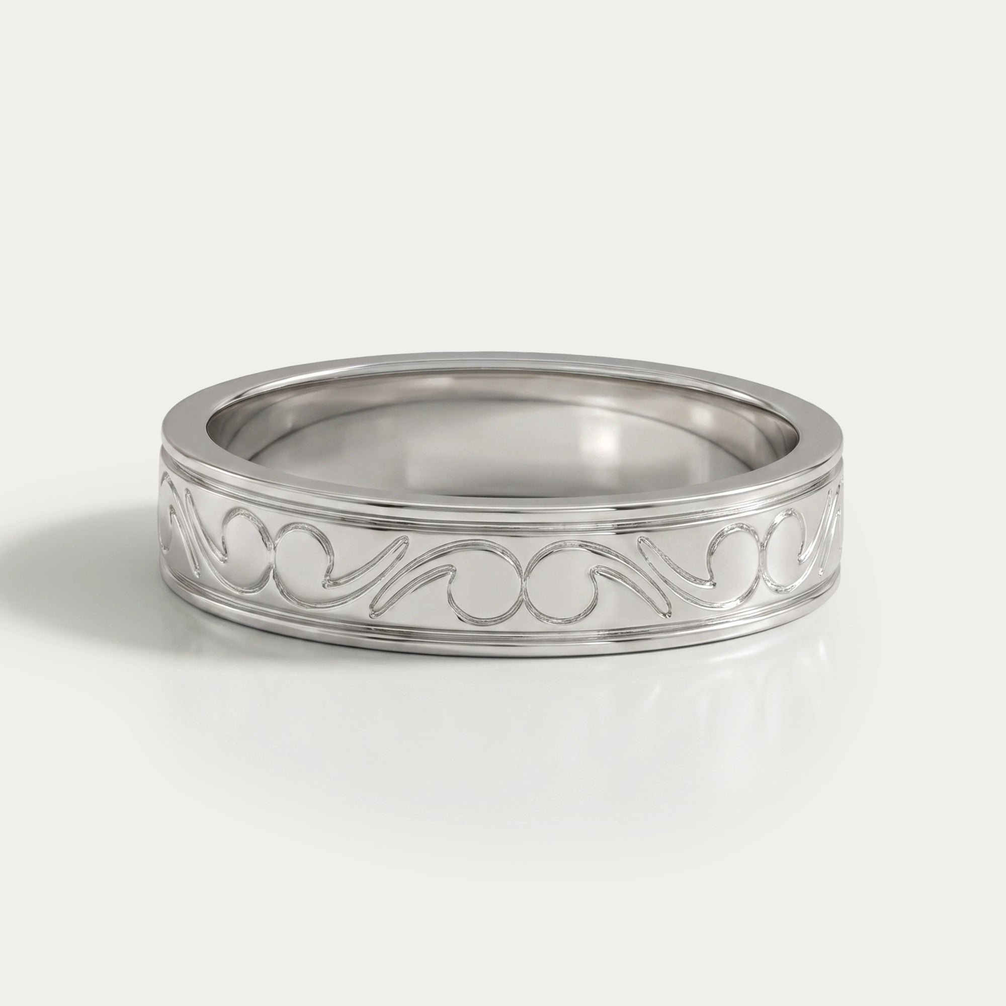 Scroll Engraved Wedding Men's Bands Rings
