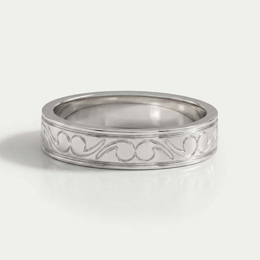 Scroll Engraved Wedding Men's Bands