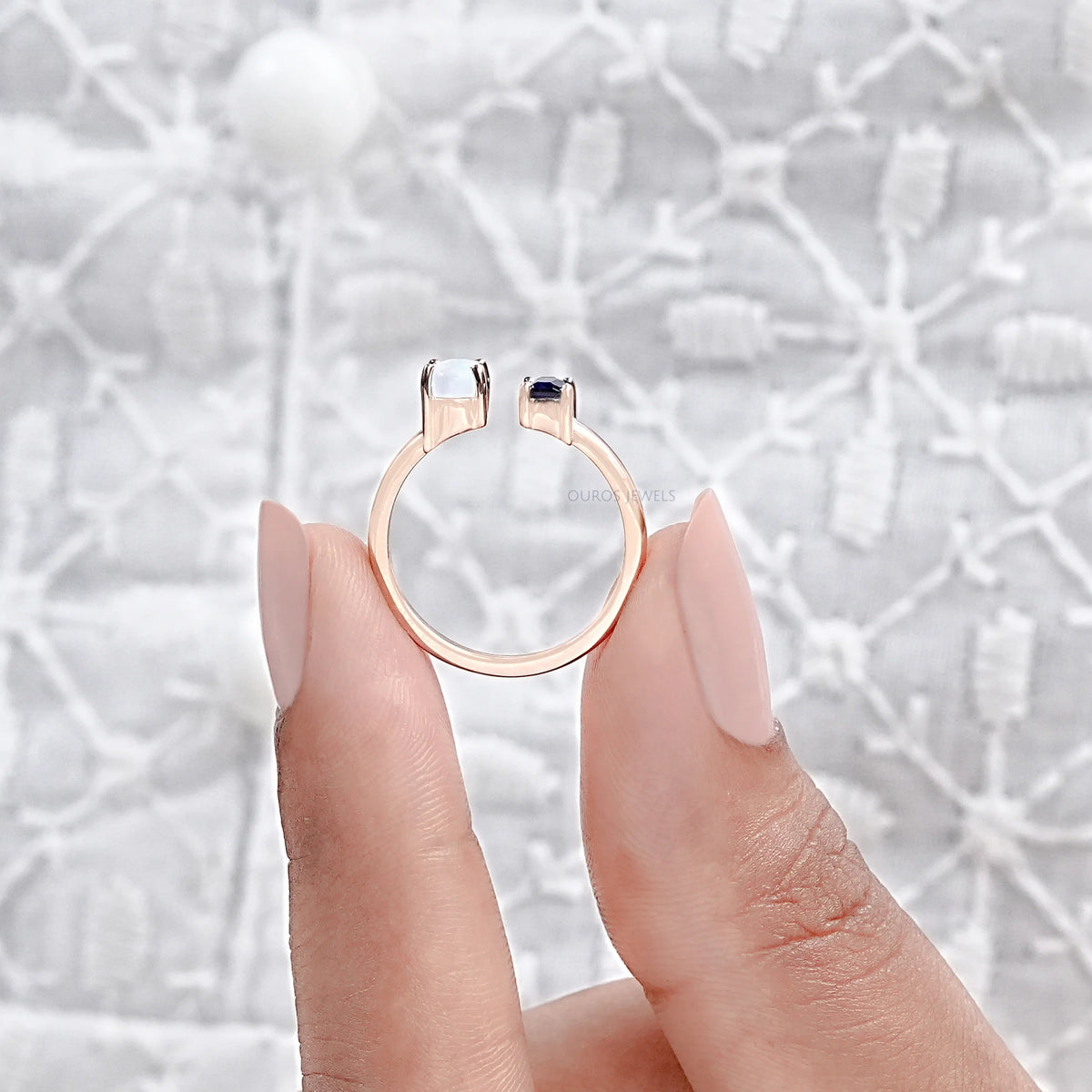 Opal And Sapphire Emerald Open Cuff Ring Rings